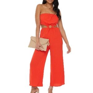 VICI Collection Strapless
Cutout Crop Jumpsuit